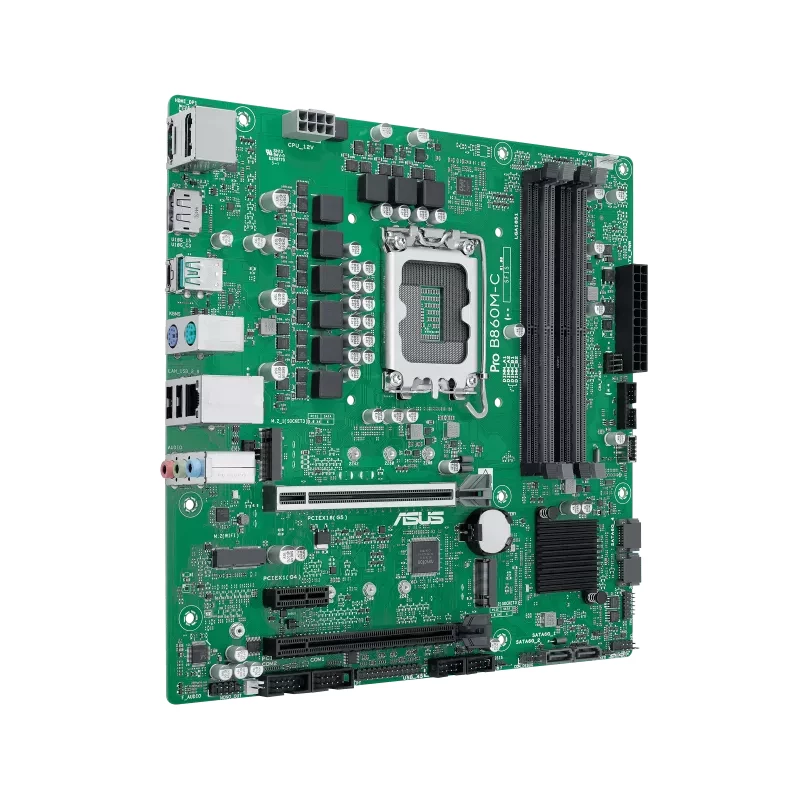 Motininė plokštė ASUS PRO B860M-C-CSM – Intel B860, LGA 1851 (Socket V1), Micro ATX, 4× DIMM DDR5, 256 GB maks.