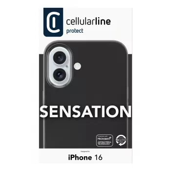 Cellularline Sensation – Silikoninis dėklas iPhone 16, minkštas liesti, juodas