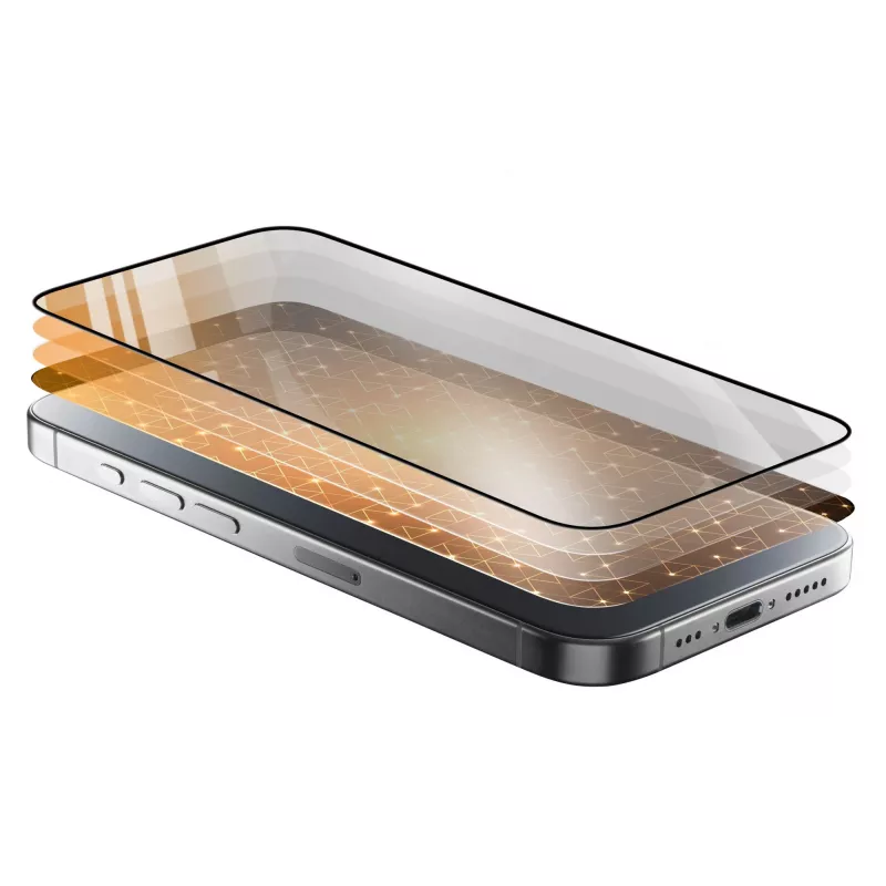Cellularline Fortified Xtreme Glass – iPhone 16 itin apsauginis grūdintas stiklas su sustiprintais kraštais, lengvai užklijuojamas