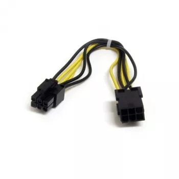 StarTech.com 8 colių 6 kontaktų PCI Express maitinimo ilginimo laidas, PCI-E (6 kontaktų) vyriškas, PCI-E (6 kontaktų) moteriškas, 0,15 m, juoda, geltona