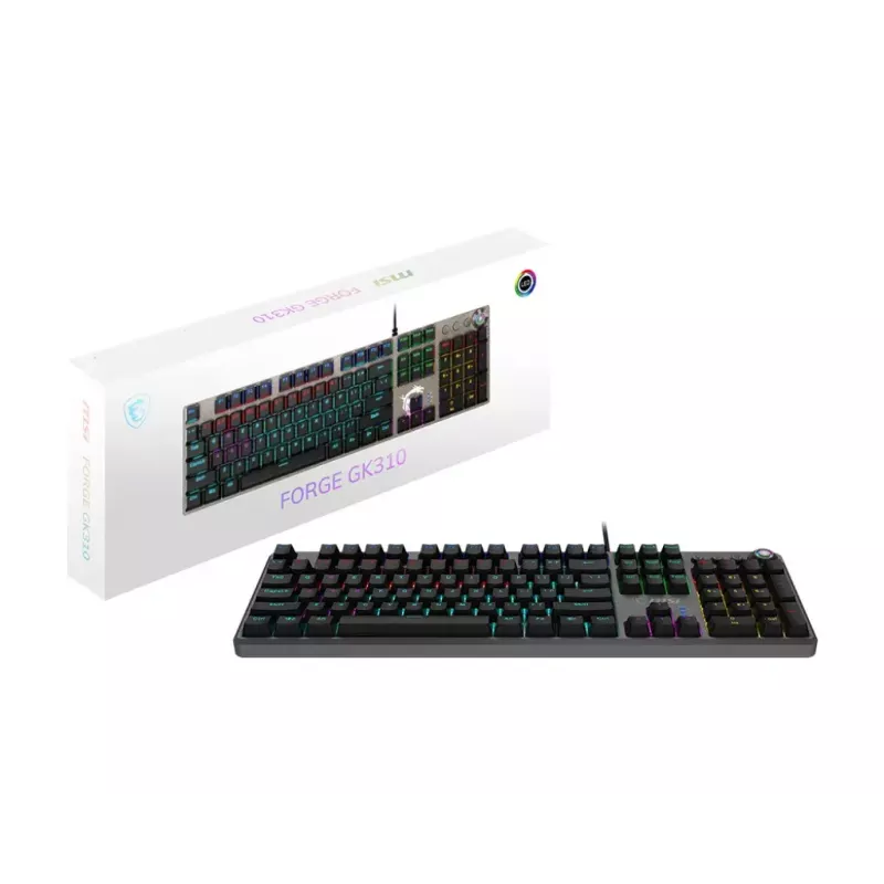 Gaming klaviatūra MSI FORGE GK310 RED DE mechaninė USB QWERTY juoda