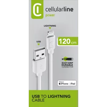 Cellularline Power Cable 120cm – Lightning laidas įkrovimui ir duomenų perdavimui