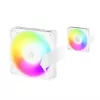 140 mm ventiliatorius Arctic Freezer P14 Pro Reverse A-RGB (baltas) — 166,5 m³/h, 5,1 mmH₂O, FDB, PWM, kabelio daliklis