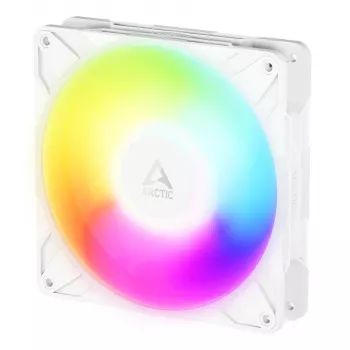 140 mm ventiliatorius Arctic Freezer P14 Pro Reverse A-RGB (baltas) — 166,5 m³/h, 5,1 mmH₂O, FDB, PWM, kabelio daliklis
