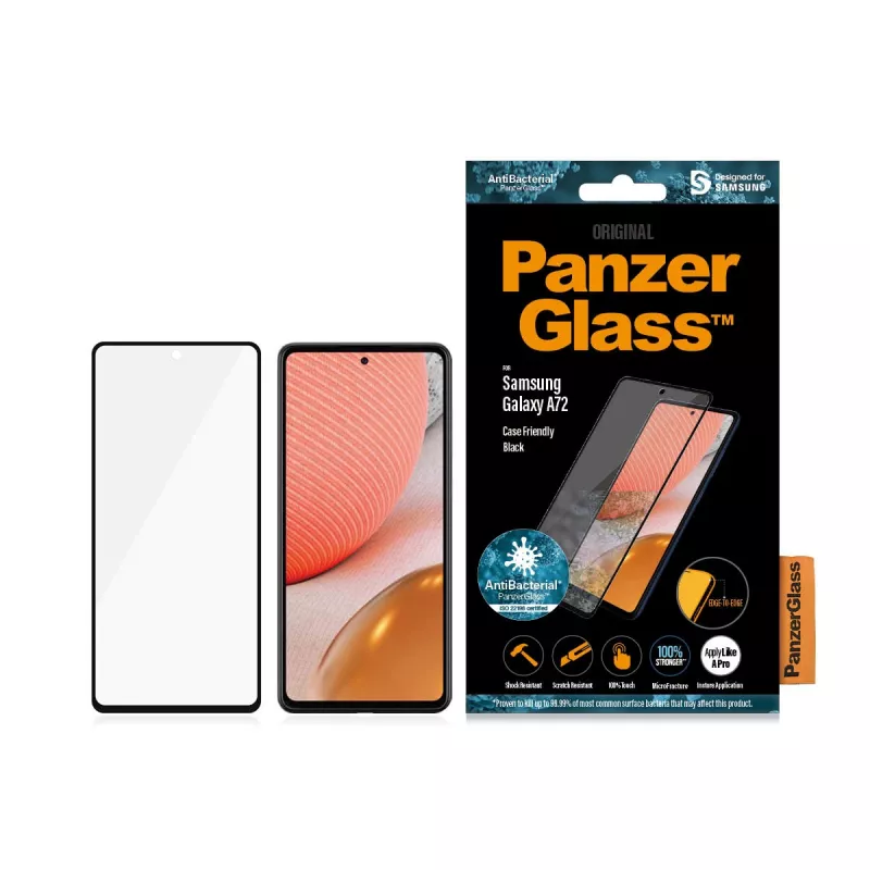 Apsauginis stiklas PanzerGlass Samsung Galaxy A72 atsparus įbrėžimams ir smūgiams