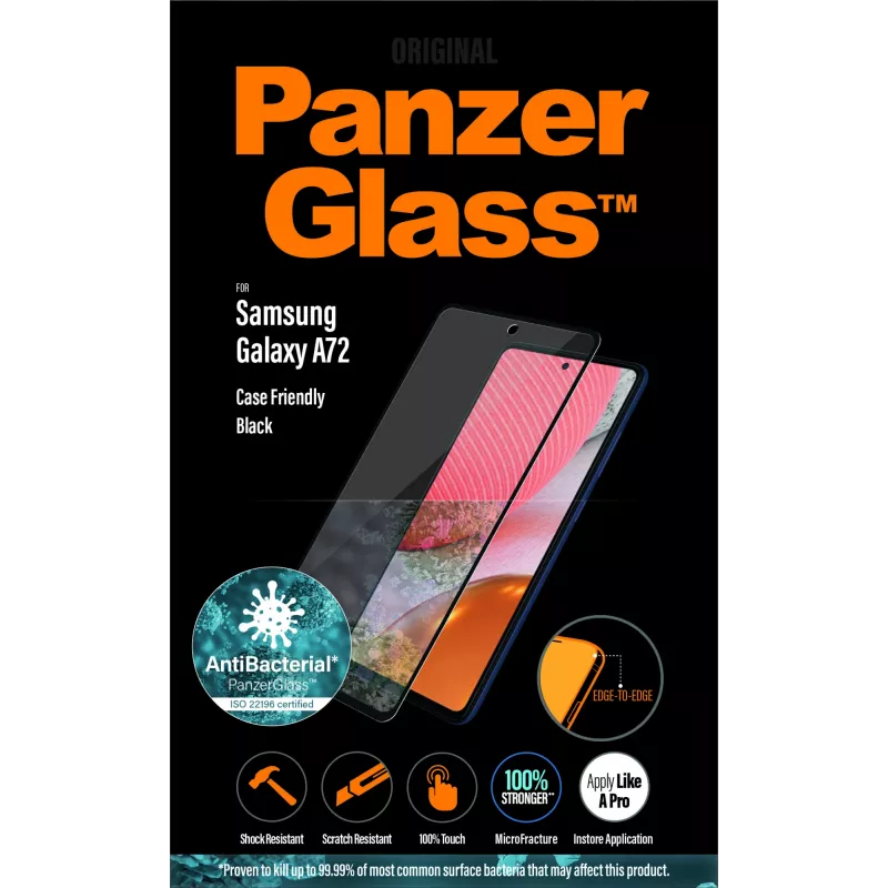 Apsauginis stiklas PanzerGlass Samsung Galaxy A72 atsparus įbrėžimams ir smūgiams