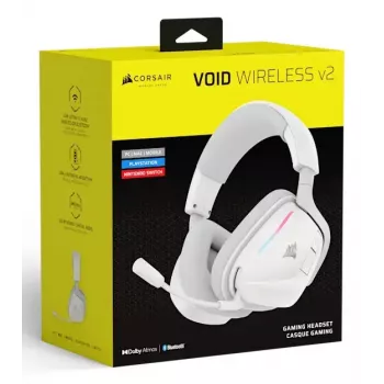 Ausinės Corsair VOID WIRELESS v2 belaidės ir laidinės, Bluetooth, baltos