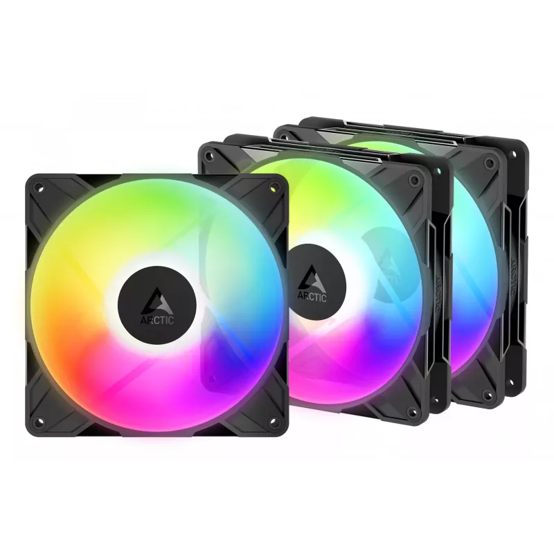 ARCTIC Freezer P14 Pro Reverse A-RGB 3 vnt. – 140 mm A-RGB PWM ventiliatorius su kabelių skirstytuvu