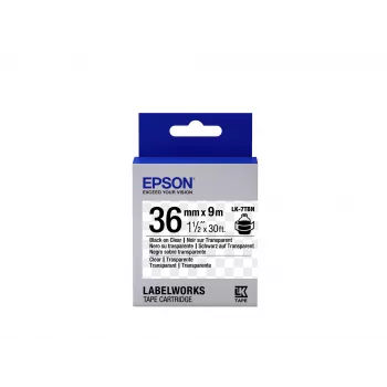 Epson etikečių kasetė permatoma LK-7TBN juoda/permatoma 36mm (9m)