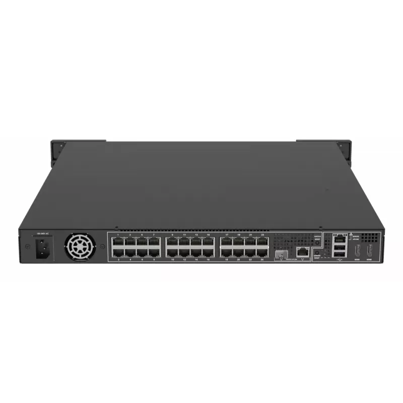 Tinklinis vaizdo registratorius AXIS S2224 Mk II 1U juodas – 24 kanalai, iki 7680×4320, 6 TB HDD, 256 GB SSD, RAID 0/1/10