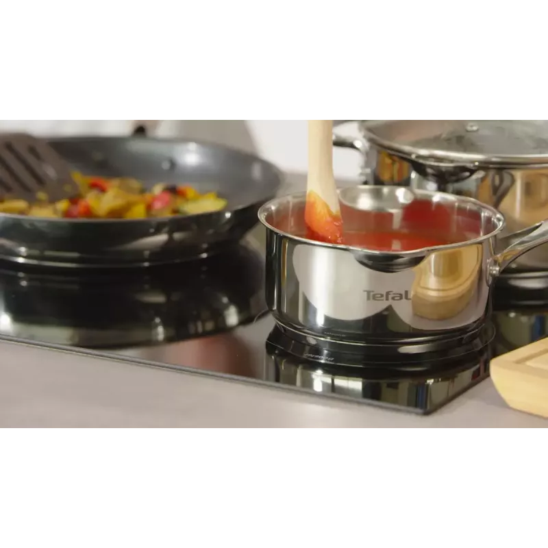 Puodų rinkinys Tefal Duetto+ G719S7, nerūdijantis plienas, 7 dalių (puodai Ø16/20/24 cm, troškintuvas Ø16 cm), indukcinis, dangčiai, orkaitė iki 250°C