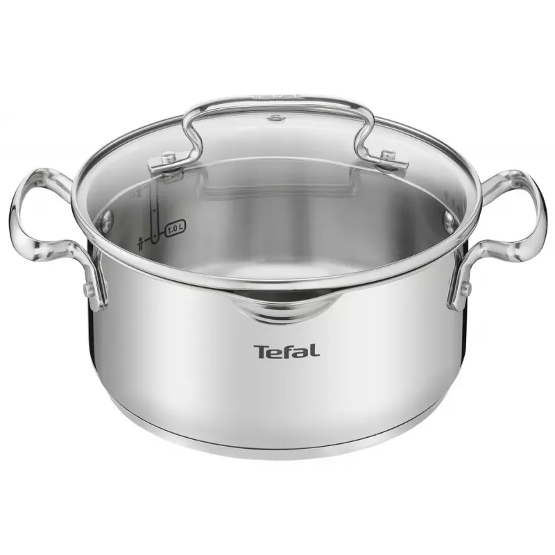 Puodų rinkinys Tefal Duetto+ G719S7, nerūdijantis plienas, 7 dalių (puodai Ø16/20/24 cm, troškintuvas Ø16 cm), indukcinis, dangčiai, orkaitė iki 250°C
