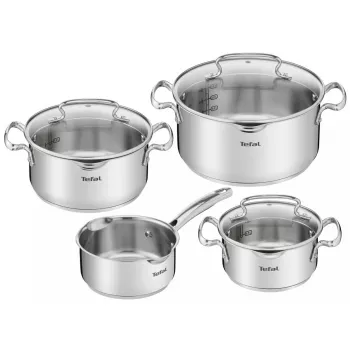 Puodų rinkinys Tefal Duetto+ G719S7, nerūdijantis plienas, 7 dalių (puodai Ø16/20/24 cm, troškintuvas Ø16 cm), indukcinis, dangčiai, orkaitė iki 250°C