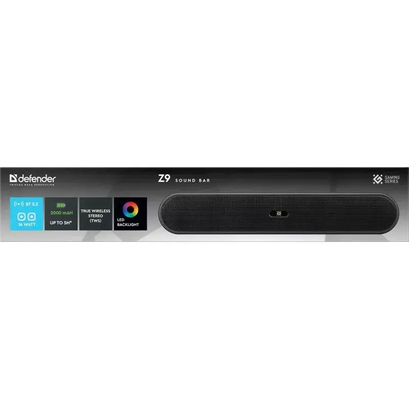 Garsiakalbis DEFENDER Bluetooth Soundbar Z2, Bluetooth 5.3 (LE Audio), 16 W RMS, 100–20000 Hz, USB įkrovimas, juodas