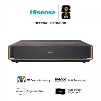 Projektorius HISENSE PT1 3D Smart TV, 16:9 natūralus, Wi‑Fi ir Ethernet, HDR (HLG), HDMI 2.0/2.1, Juodas