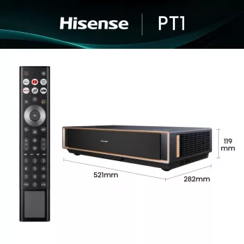 Projektorius HISENSE PT1 3D Smart TV, 16:9 natūralus, Wi‑Fi ir Ethernet, HDR (HLG), HDMI 2.0/2.1, Juodas
