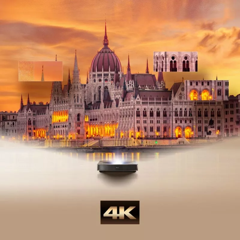 Projektorius HISENSE PT1 3D Smart TV, 16:9 natūralus, Wi‑Fi ir Ethernet, HDR (HLG), HDMI 2.0/2.1, Juodas