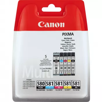 Kasečių rinkinys Canon PGI-580 PGBK/CLI-581 CMYBK juoda, žydra, purpurinė, geltona