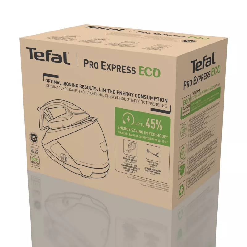 Tefal Pro Express Eco GV9E22E0 garų lyginimo stotis 2200 W 1,8 L Durilium AirGlide Autoclean padas Smėlio, Balta