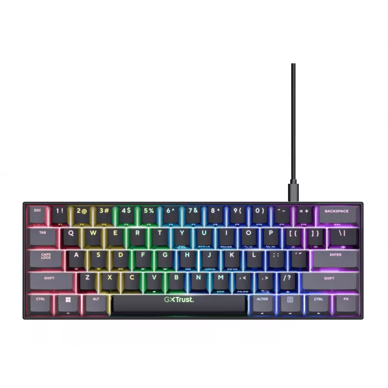 Trust GXT 867 Acira klaviatūra žaidimams USB 60% mechaninė QWERTY juoda