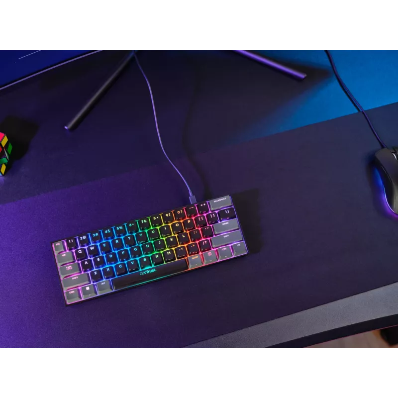 Trust GXT 867 Acira klaviatūra žaidimams USB 60% mechaninė QWERTY juoda