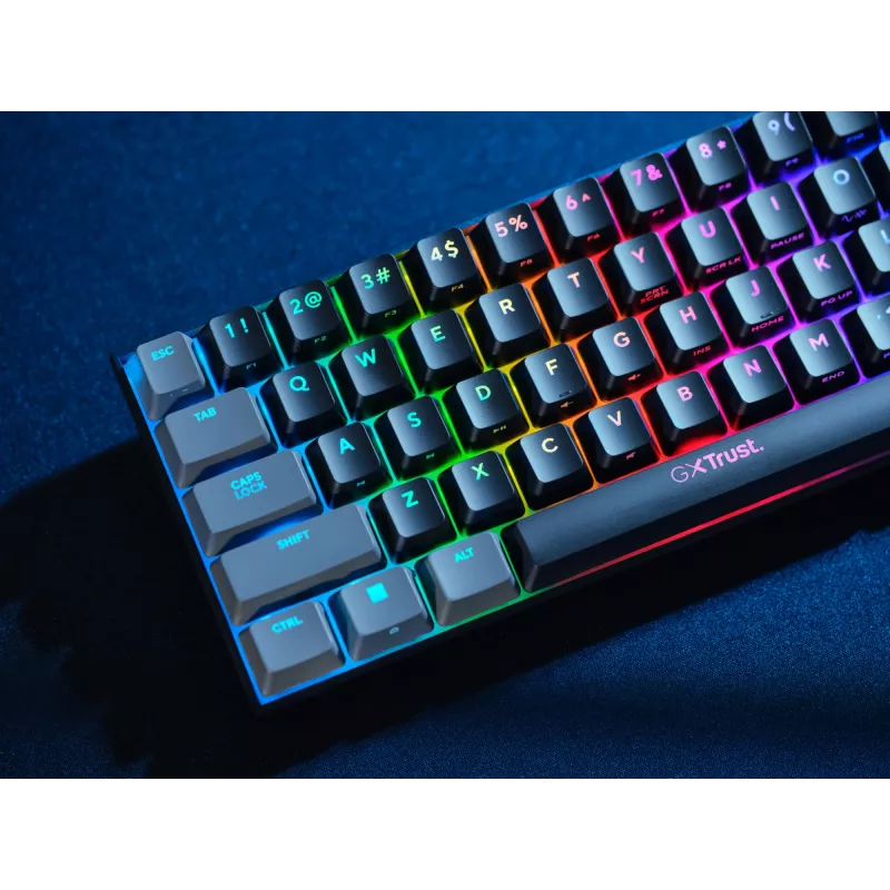 Trust GXT 867 Acira klaviatūra žaidimams USB 60% mechaninė QWERTY juoda