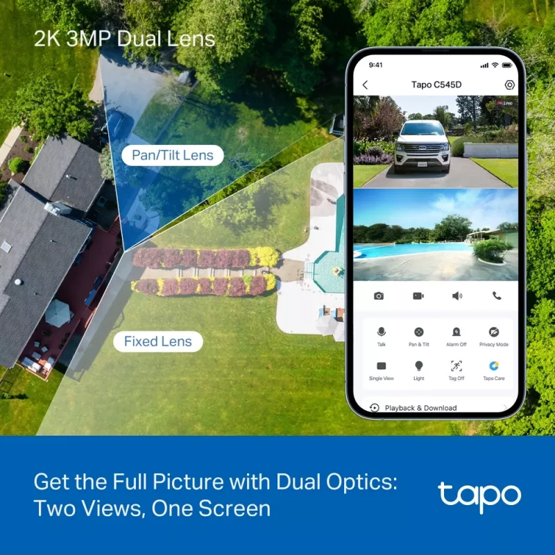 TP-Link Tapo C545D lauko dviejų objektyvų apsaugos kamera su PTZ