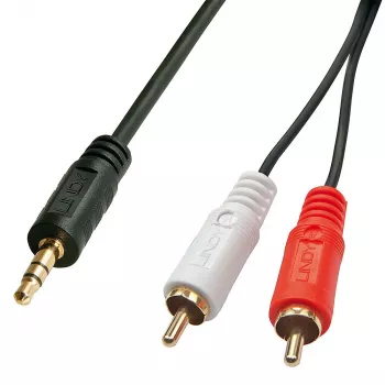 Lindy 3m Premium Phono į 3,5mm laidas, 2 x RCA, Kištukas, 3,5mm, Kištukas, 3 m, Juoda