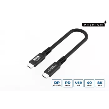 MicroConnect USB4CC015-240W USB-C laidas USB4 Gen 3x2 0,15 m USB C juodas