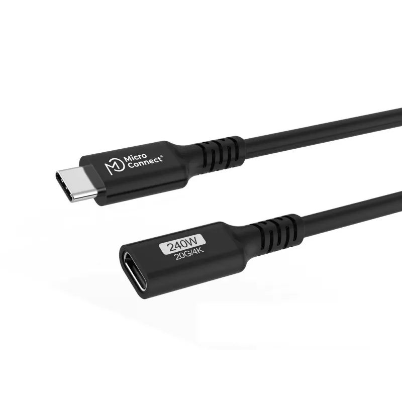 USB-C prailginimo laidas MicroConnect USB3.2CC015EX, USB 3.2 Gen 2x2, 0,15 m, juodas