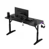 Reguliuojamo aukščio žaidimų stalas huzaro Hero 3.6 RGB Black – 1400×600 mm, aukštis 560–790 mm, RGB apšvietimas, H formos kojos
