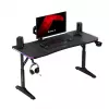 Reguliuojamo aukščio žaidimų stalas huzaro Hero 3.6 RGB Black – 1400×600 mm, aukštis 560–790 mm, RGB apšvietimas, H formos kojos