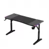 Reguliuojamo aukščio žaidimų stalas huzaro Hero 3.6 RGB Black – 1400×600 mm, aukštis 560–790 mm, RGB apšvietimas, H formos kojos