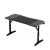 Reguliuojamo aukščio žaidimų stalas huzaro Hero 3.6 RGB Black – 1400×600 mm, aukštis 560–790 mm, RGB apšvietimas, H formos kojos