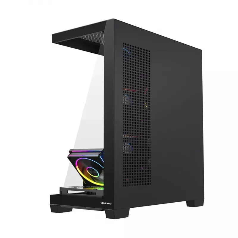 Korpusas MODECOM VOLCANO STELLAR PLUS ARGB MIDI, 5 priekiniai ventiliatoriai, grūdintas stiklas, USB-C
