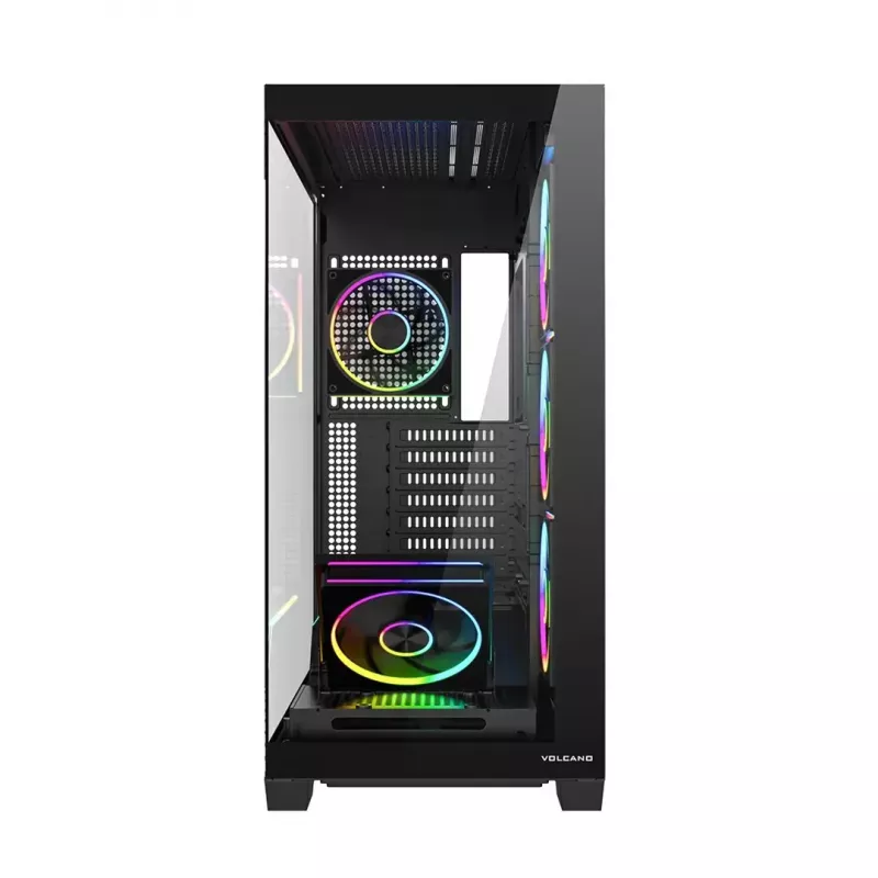 Korpusas MODECOM VOLCANO STELLAR PLUS ARGB MIDI, 5 priekiniai ventiliatoriai, grūdintas stiklas, USB-C