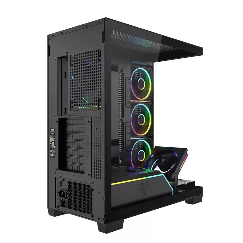 Korpusas MODECOM VOLCANO STELLAR PLUS ARGB MIDI, 5 priekiniai ventiliatoriai, grūdintas stiklas, USB-C