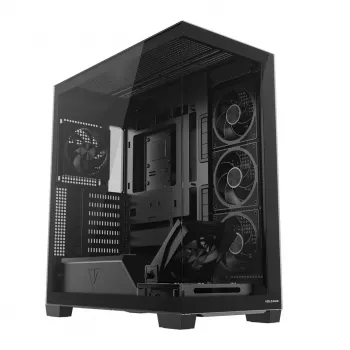 Korpusas MODECOM VOLCANO STELLAR PLUS ARGB MIDI, 5 priekiniai ventiliatoriai, grūdintas stiklas, USB-C