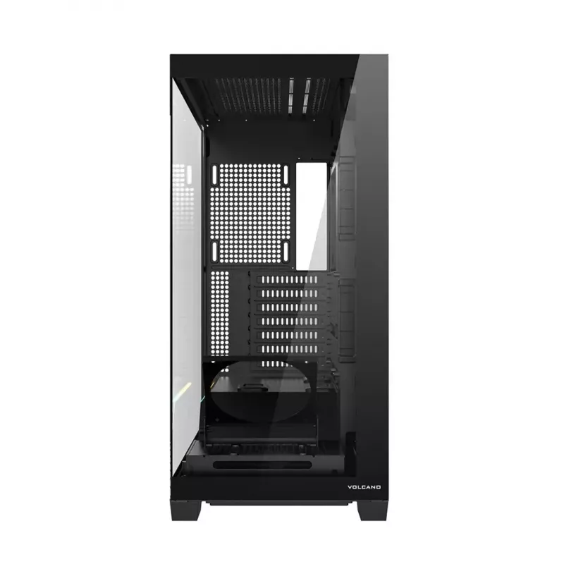 PC korpusas MODECOM VOLCANO STELLAR PLUS MIDI JUODAS — mid-tower ATX, grūdintas stiklas, USB-C, telpa iki 420 mm vaizdo plokštė