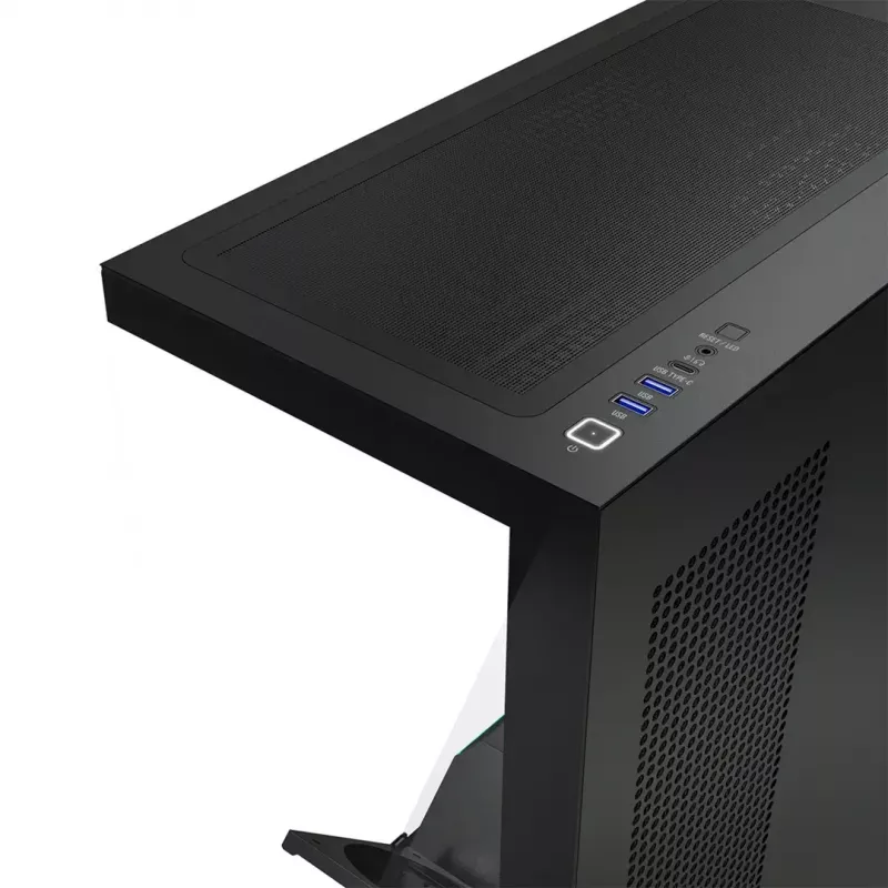PC korpusas MODECOM VOLCANO STELLAR PLUS MIDI JUODAS — mid-tower ATX, grūdintas stiklas, USB-C, telpa iki 420 mm vaizdo plokštė