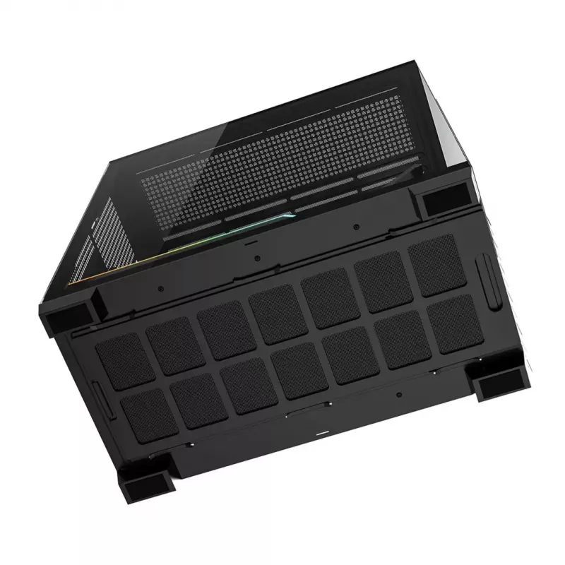 PC korpusas MODECOM VOLCANO STELLAR PLUS MIDI JUODAS — mid-tower ATX, grūdintas stiklas, USB-C, telpa iki 420 mm vaizdo plokštė