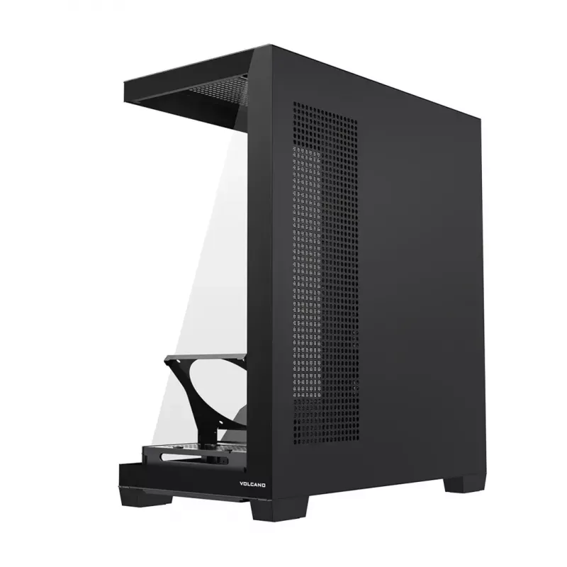PC korpusas MODECOM VOLCANO STELLAR PLUS MIDI JUODAS — mid-tower ATX, grūdintas stiklas, USB-C, telpa iki 420 mm vaizdo plokštė