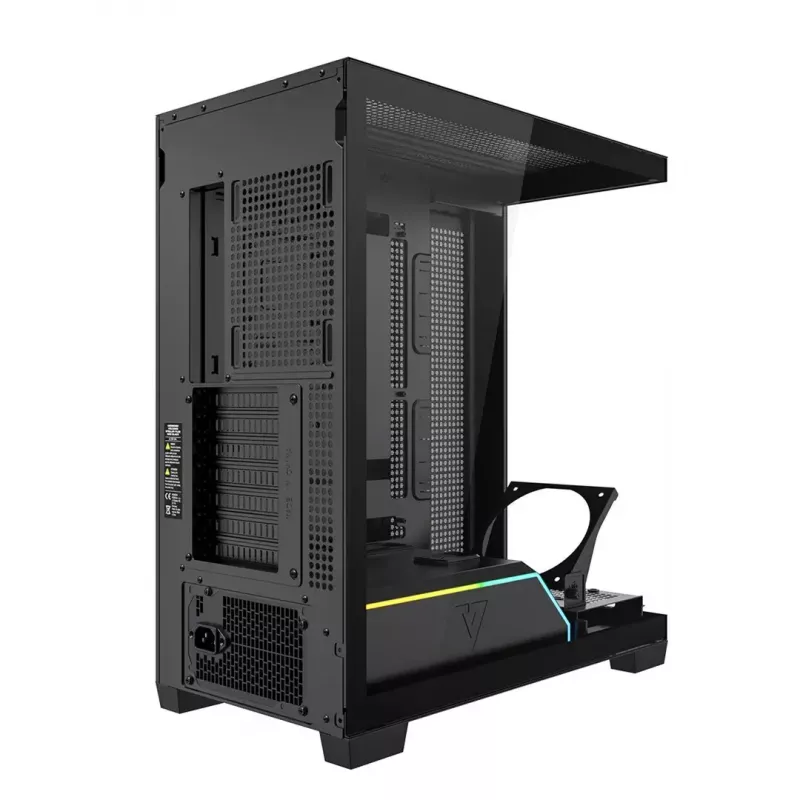 PC korpusas MODECOM VOLCANO STELLAR PLUS MIDI JUODAS — mid-tower ATX, grūdintas stiklas, USB-C, telpa iki 420 mm vaizdo plokštė