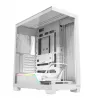 PC korpusas MODECOM VOLCANO STELLAR PLUS MIDI BALTA — Midi Tower, microATX, grūdintas stiklas, USB-C, palaiko GPU 420 mm