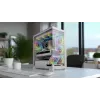 PC korpusas MODECOM VOLCANO STELLAR PLUS MIDI BALTA — Midi Tower, microATX, grūdintas stiklas, USB-C, palaiko GPU 420 mm