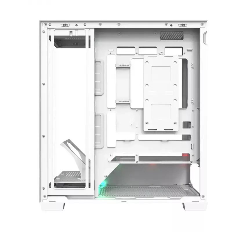 PC korpusas MODECOM VOLCANO STELLAR PLUS MIDI BALTA — Midi Tower, microATX, grūdintas stiklas, USB-C, palaiko GPU 420 mm