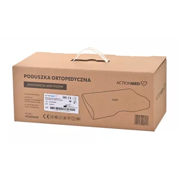 Ortopedinė pagalvė ActionMed PO200AM – anatominė porolono pagalvė galvai ir kaklui, 590×350 mm, max aukštis 11 cm, nuimamas užvalkalas