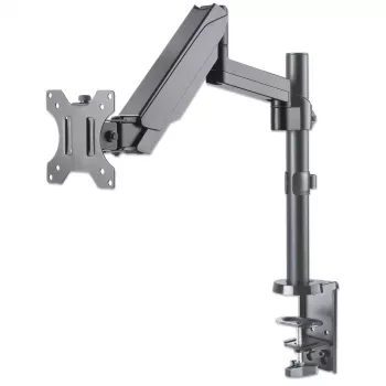 Manhattan stalinis laikiklis televizoriui ir monitoriui (dujinis spyruoklinis), ekranams nuo 13 iki 27 colių, spaustuvinis arba per angą montavimas, VESA 75x75 ir 100x100 mm, max 8 kg, pilnas judesys