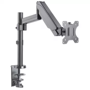Manhattan stalinis laikiklis televizoriui ir monitoriui (dujinis spyruoklinis), ekranams nuo 13 iki 27 colių, spaustuvinis arba per angą montavimas, VESA 75x75 ir 100x100 mm, max 8 kg, pilnas judesys