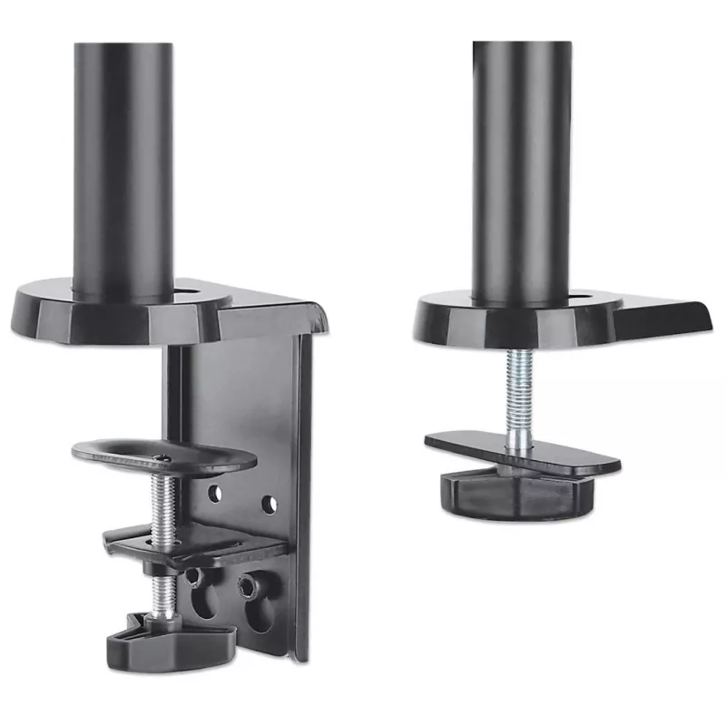 Manhattan stalinis laikiklis televizoriui ir monitoriui (dujinis spyruoklinis), ekranams nuo 13 iki 27 colių, spaustuvinis arba per angą montavimas, VESA 75x75 ir 100x100 mm, max 8 kg, pilnas judesys